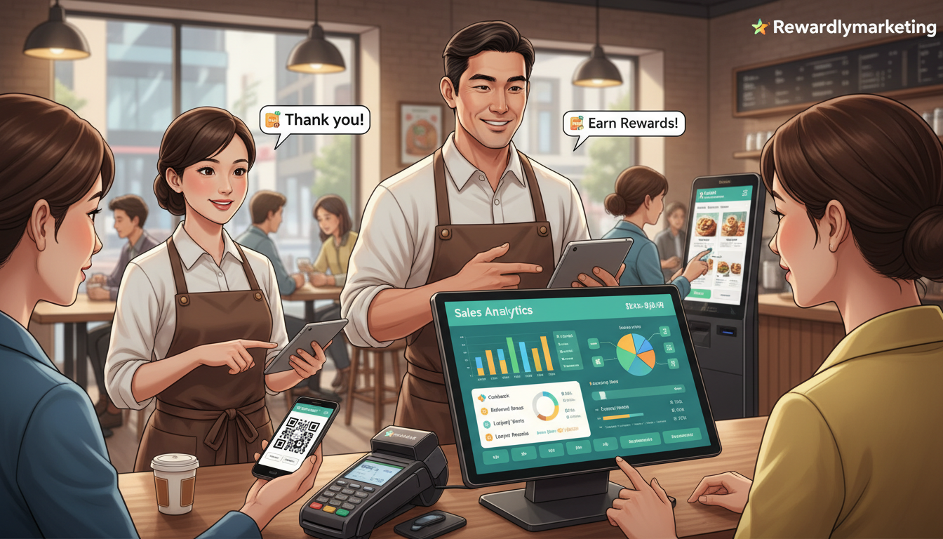 Close-up view of a POS screen showing sales analytics dashboard