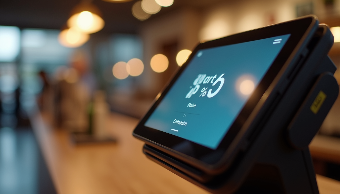 Close-up view of a POS terminal screen showing loyalty points