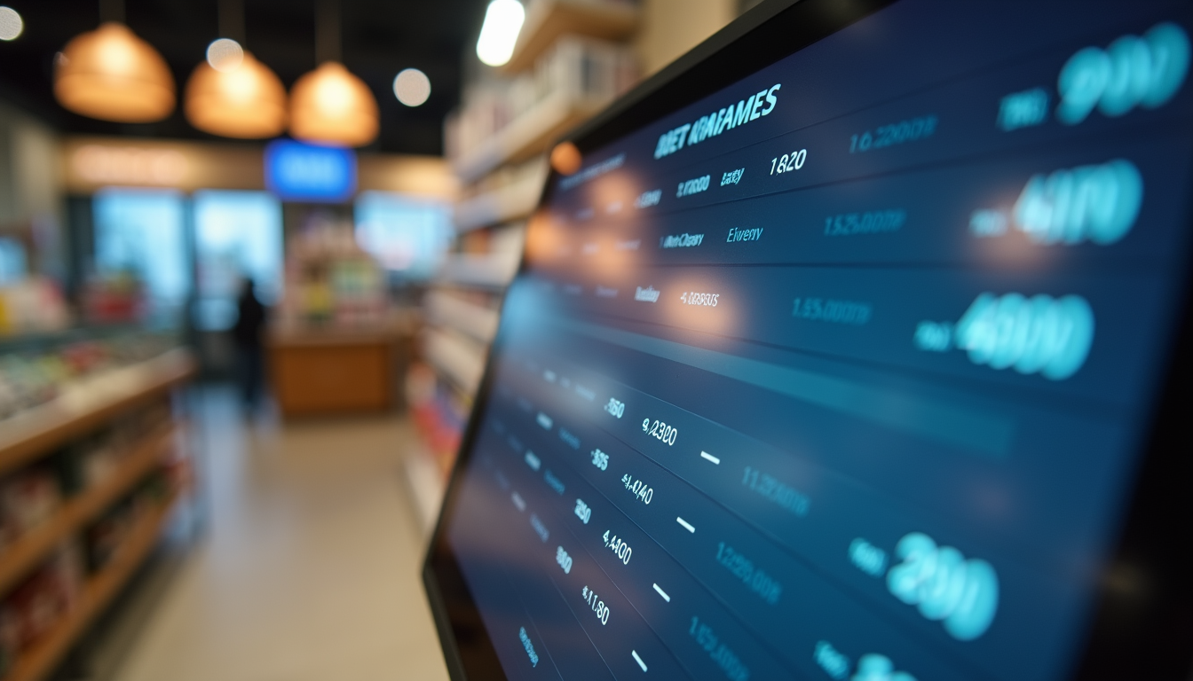 Close-up view of a retail POS touchscreen with inventory and sales data