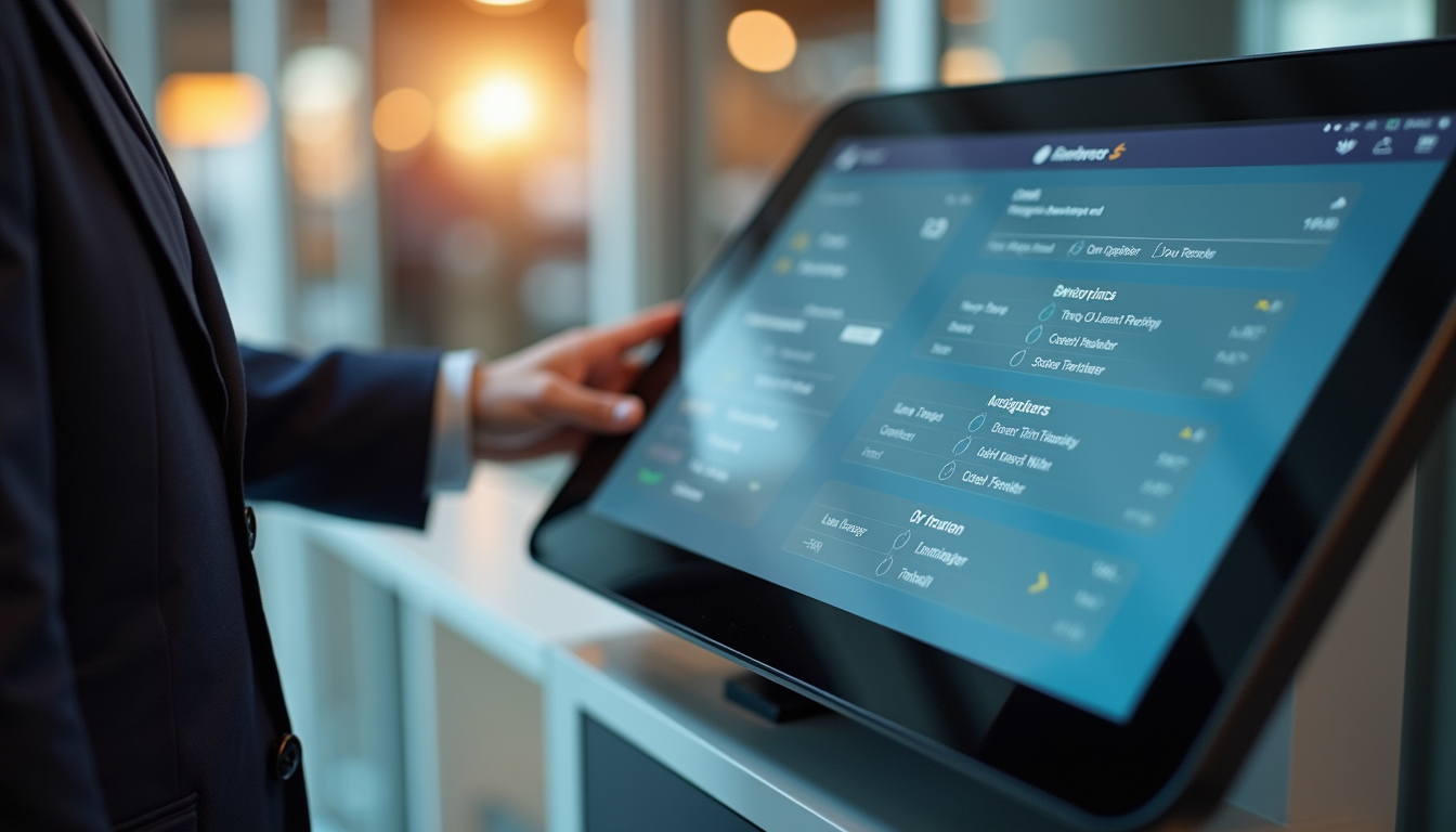 Close-up view of a touchscreen menu on a self-service kiosk