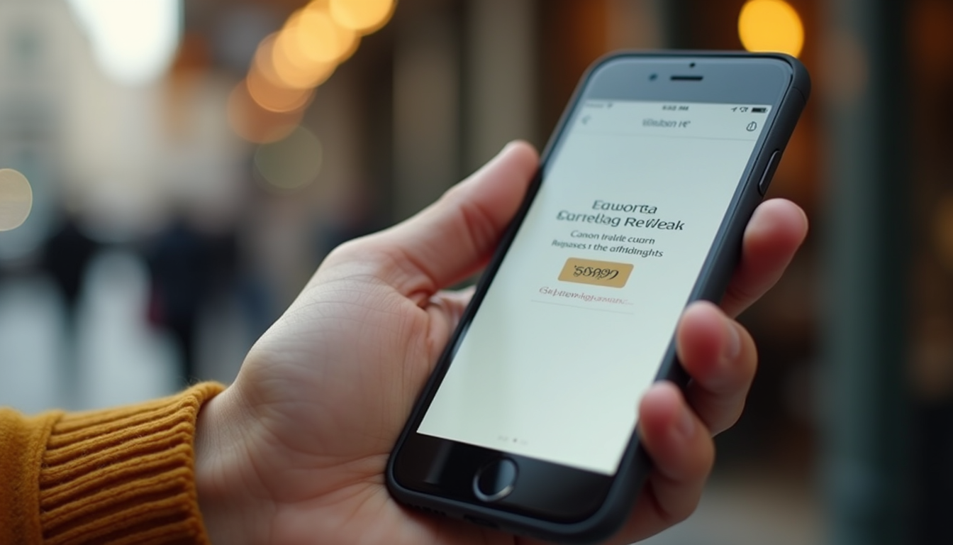 Close-up of a smartphone screen showing a loyalty rewards notification