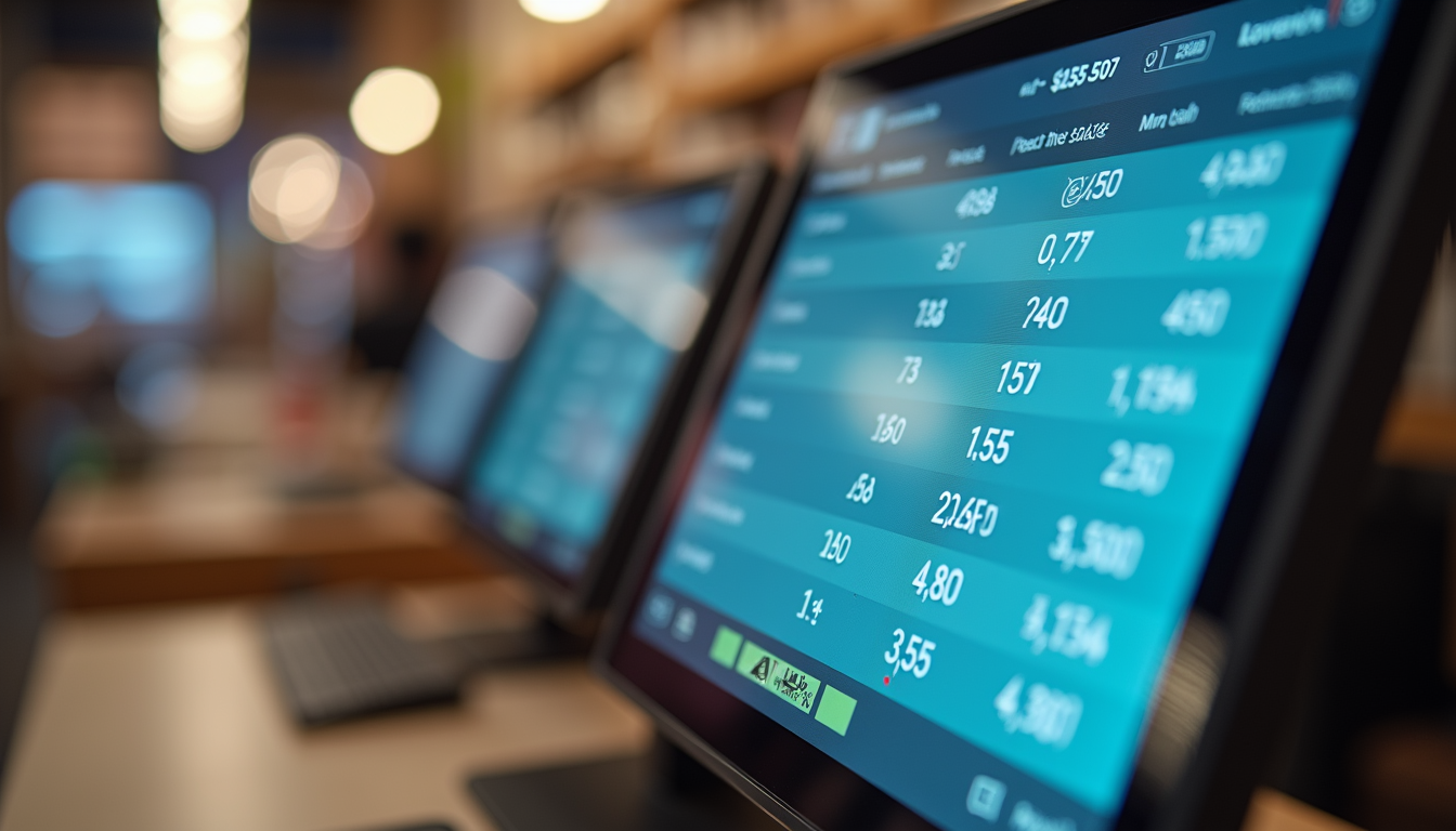 Close-up view of a retail POS screen showing sales data and inventory